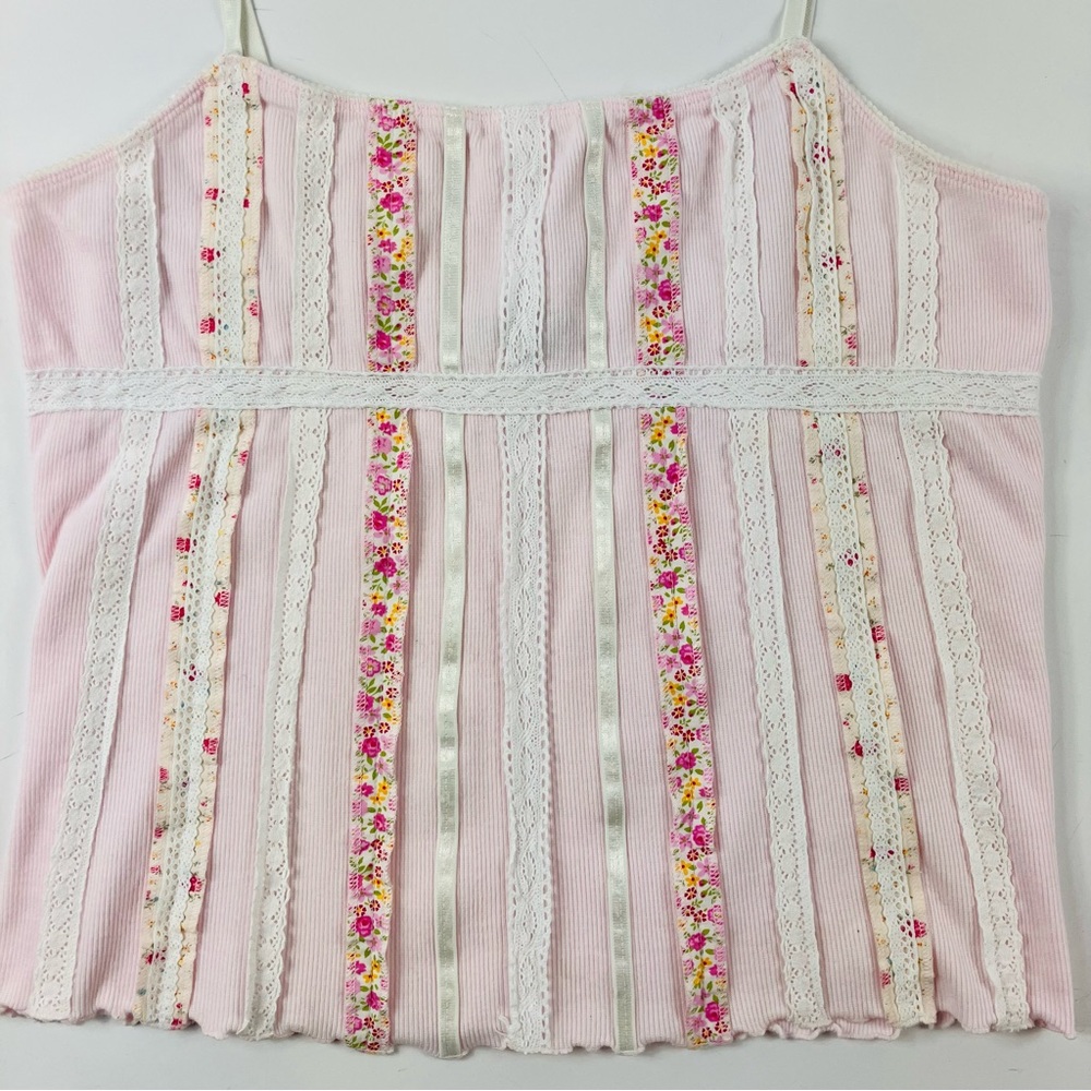 Vintage Moda International Victoria’s Secret Pink Floral Shabby Chic Cami - Picture 2 of 10